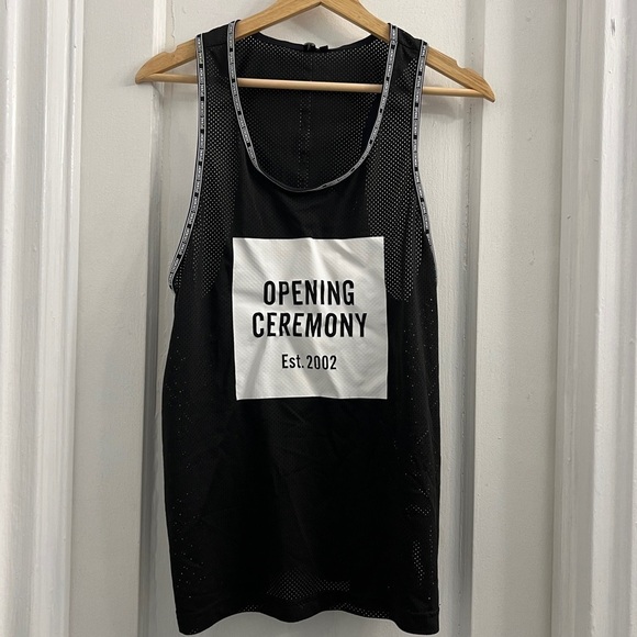 Opening Ceremony Unisex BOX LOGO MESH TANK, black and white size M - Picture 2 of 9